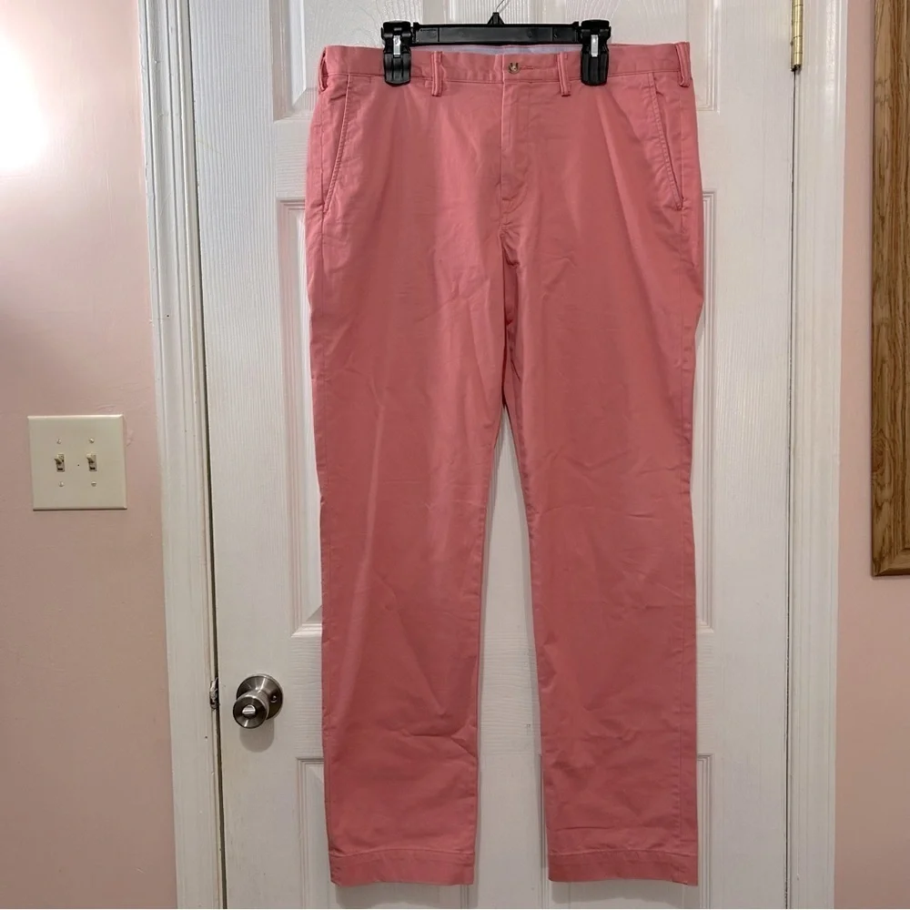 POLO Ralph Lauren Men's Chino Pants Stretch Straight Fit Salmon Pink Size 36/34